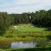 A view of the 8th green protected by bunkers at Cross Creek Golf Club