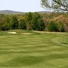 A view of green protected by bunkers at Little Bennett Golf Course