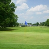 A view of the 10th green with clubhouse in background at Patuxent Greens Country Club